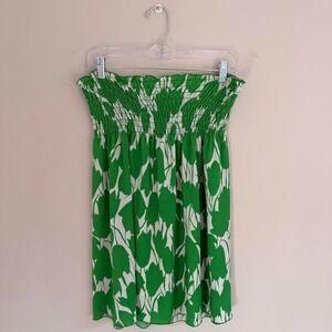 GREEN AND WHITE RB‎ STRAPLESS FLOWY TUBE TOP